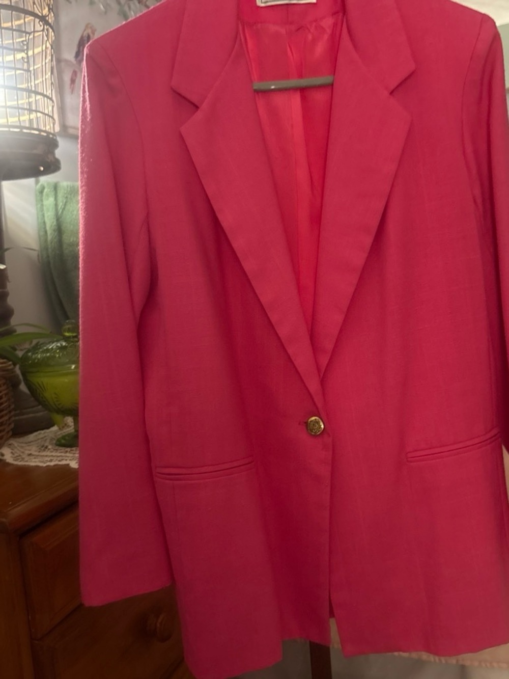 Women's Hot Pink Single-Button Blazer
